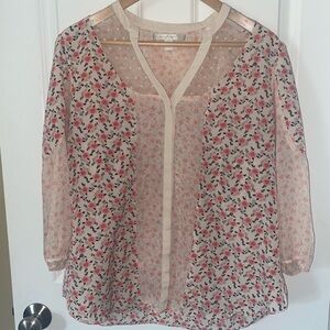 LC Lauren Conrad Pink Floral Blouse